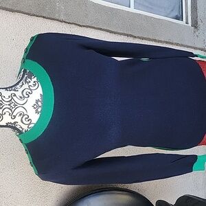 Banana Republic Factory Navy and Green Crew Neck Sweater